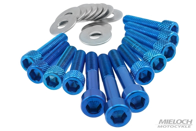 Śruby pokrywy wariatora STR8, niebieskie, Minarelli