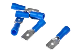 Konektor wsuwany / płaski, izolowany, męski, 6,4x0,8mm, niebieski, zestaw 10szt