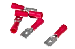 Konektor wsuwany / płaski, izolowany, męski, 6,4x0,8mm, czerwony, zestaw 10szt