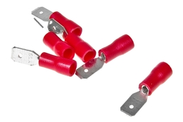 Konektor wsuwany / płaski, izolowany, męski, 4,8x0,5mm, czerwony, zestaw 10szt