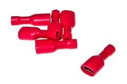 Konektor wsuwany / płaski, izolowany, żeński, 6,4x0,8mm, czerwony, zestaw 10szt