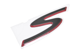 Emblemat przedni S, czarno-czerwony, Vespa GTS Super 125-300 08-16