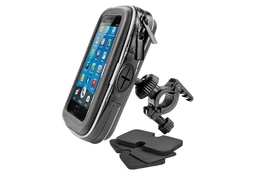 Uchwyt na telefon / smartfon / GPS, mocowany do kierownicy max d.28mm, skuter / motocykl / enduro / rower